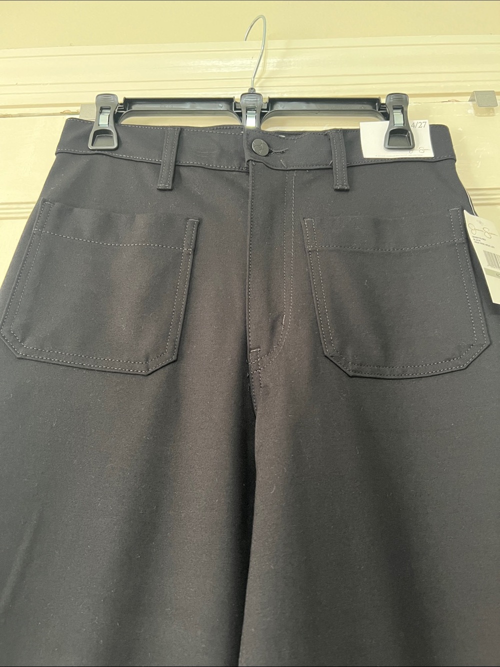 Jessica Simpson Wide-Leg Black Women’s Pants with Front Patch Pockets